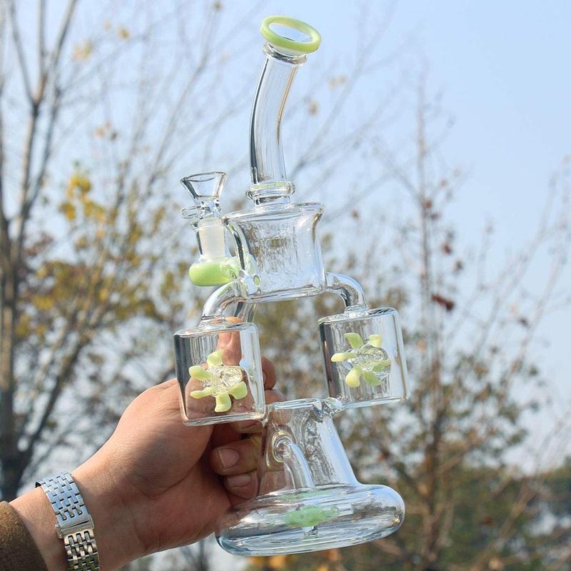 Double Recycler Dab Rigs Propeller Percolator Glass Bongs Hookahs Bubbler Smoke Pipe Heady Water Pipes Smoking Accessories
Double Recycler Dab Rigs Propeller Percolator Glass Bongs Hookahs Bubbler Smoke Pipe Heady Water Pipes Smoking Accessories