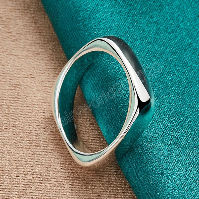 925 Sterling Silver Square Circle Ring For Women Man Fashion Simple Wedding Engagement Party Jewelry