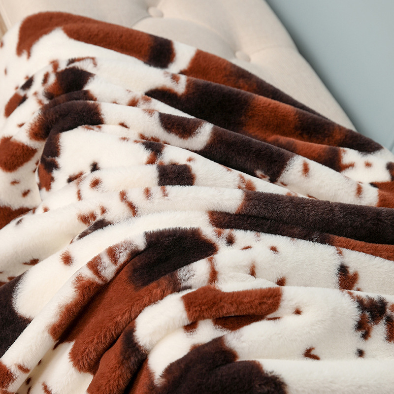 Cow Print Throw Ins Animal Fur Thick Soft Warm Blankets For Bed Sofa Cover Office Air Conditioning Lunch Break Shawl Kids Adults 220505