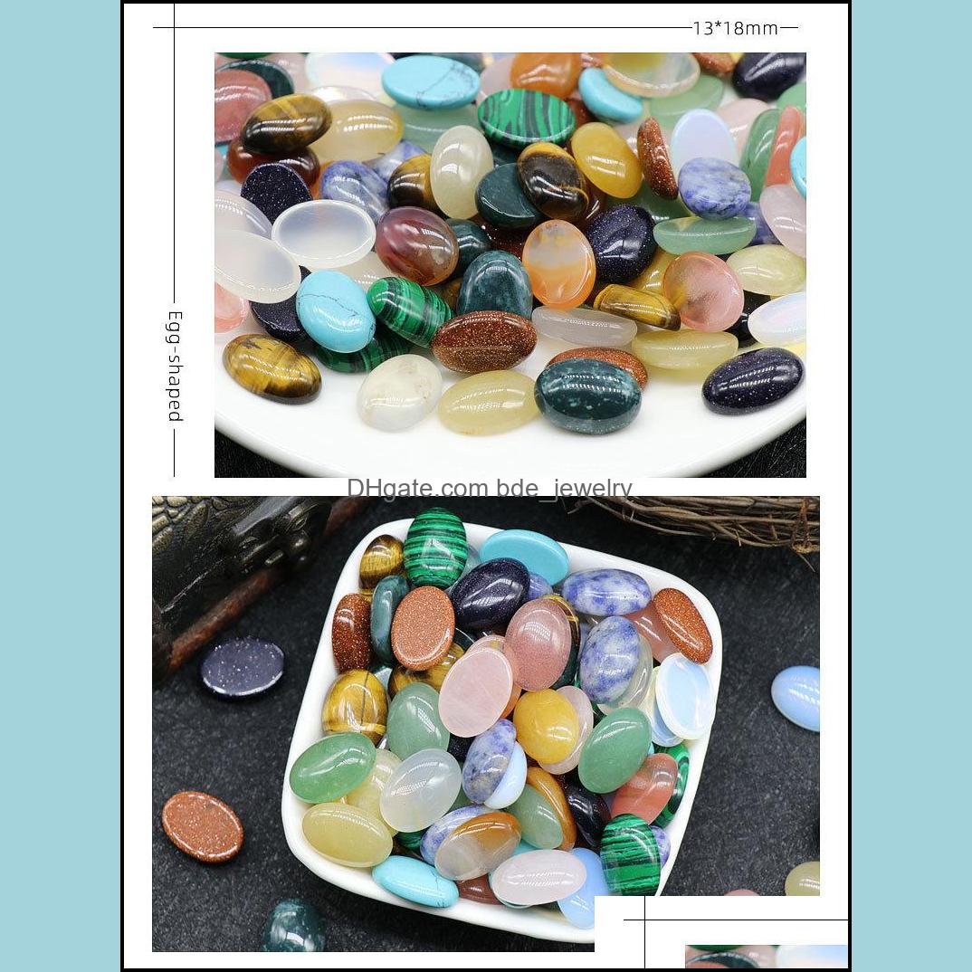 Stone 13X18Mm Flat Back Assorted Loose Oval Cab Cabochons Beads For Jewelry Making Healing Crystal Wholesale Drop Deliver Dhseller2010 Dhadh