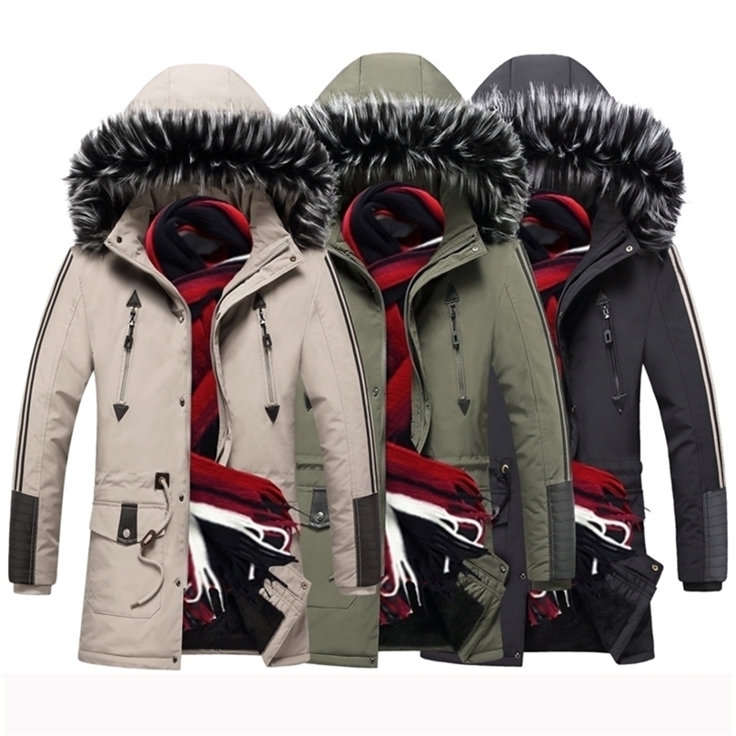 Winter Parka Men Windbreak Plus Velvet Thick Warm Windproof Fur Coats Male Military Hooded Warm Jackets Men's Winter Parka Coats 201127