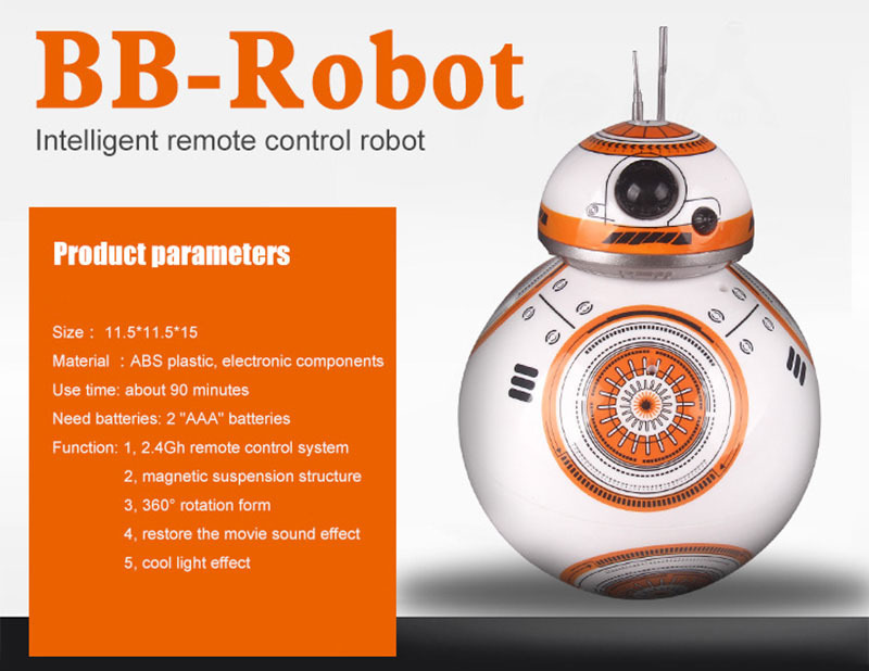 Star Wars bb8 intelligent remote control robot toy dance rotating ball with light patrol robot gift Christmas, Multi
Star Wars bb8 intelligent remote control robot toy dance rotating ball with light patrol robot gift Christmas, Multi