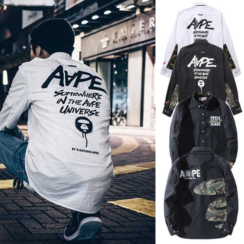 It fashion brand men's shirt ape head fashion leisure simple camouflage printing pocket Long Sleeve Shirt Top, Customize
It fashion brand men's shirt ape head fashion leisure simple camouflage printing pocket Long Sleeve Shirt Top, Customize