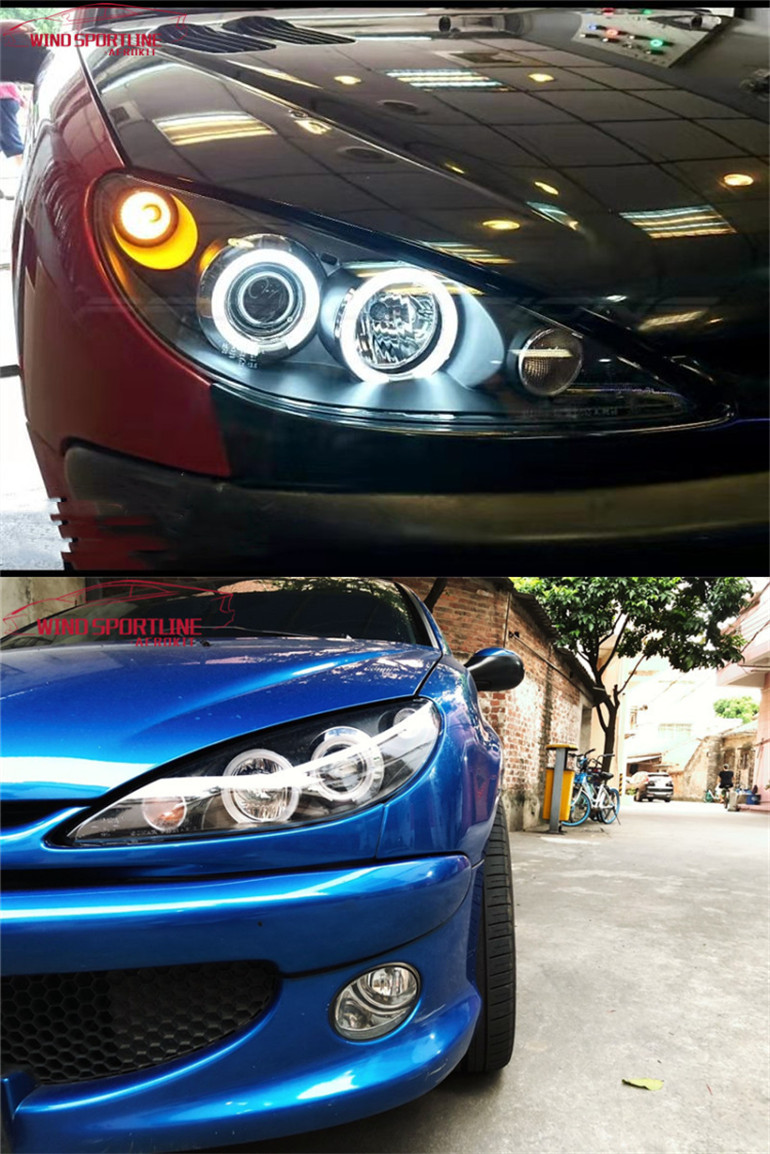 High Beam Headlights for Peugeot 206 2004-2008 LED Dynamic Turn Signal Lights Fog Daytime Running Headlamp