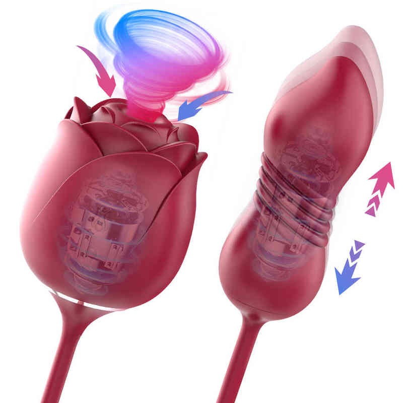 NXY Vibrators s Hande Manufacturer Sex Toyswholesale Red Cute Yoni Rose Suction Pink Flower Toy for Women 0411