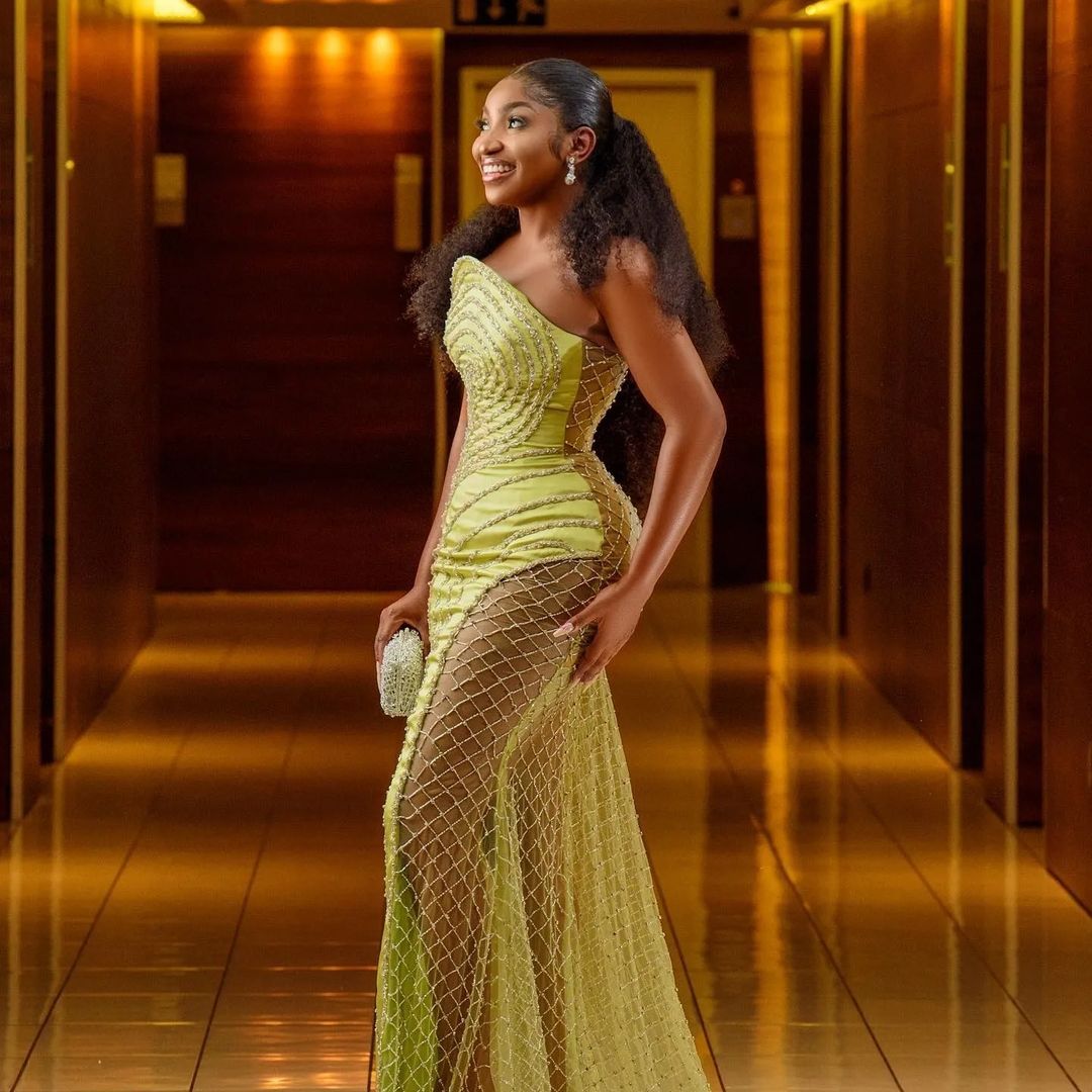 Luxurious Strapless African Dubai Evening Dresses High Split Illusion Mermaid Prom Dress Sequined Lace Formal Party Gowns