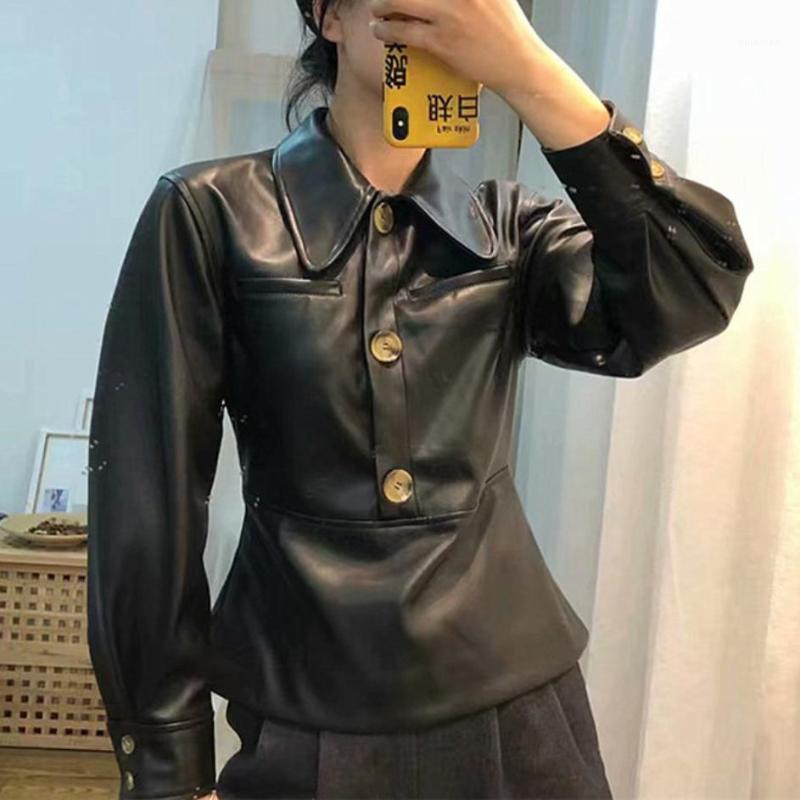 Spring Autumn Fashion Streetwear Vintage Style Slim Waist PU Blouse Women Blusas Office Lady Shirt Tops Women' Blouses & Shirts, Black
Spring Autumn Fashion Streetwear Vintage Style Slim Waist PU Blouse Women Blusas Office Lady Shirt Tops Women' Blouses & Shirts, Black