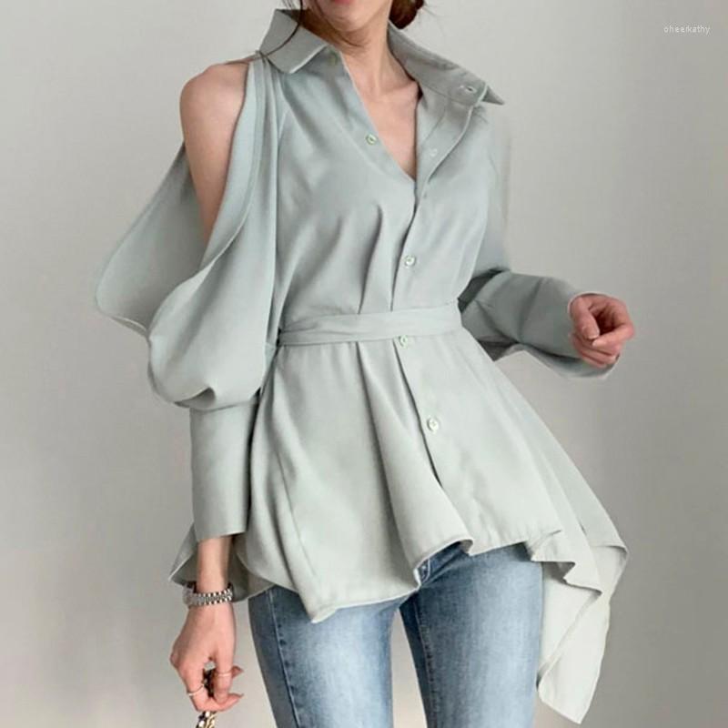 Women's Blouses & Shirts Lapel Single-breasted Hollow Back Lace Sexy Off Shoulder Shirt Women's Lantern Sleeve Ruffle Hem Office Lady Bl, White
Women's Blouses & Shirts Lapel Single-breasted Hollow Back Lace Sexy Off Shoulder Shirt Women's Lantern Sleeve Ruffle Hem Office Lady Bl, White