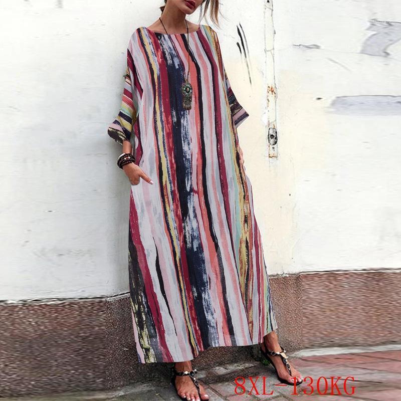 Casual Dresses Summer Women's Plus Size Dress -8XL Striped Stitching Three-quarter Sleeves Round Neck Pocket, Orange
Casual Dresses Summer Women's Plus Size Dress -8XL Striped Stitching Three-quarter Sleeves Round Neck Pocket, Orange
