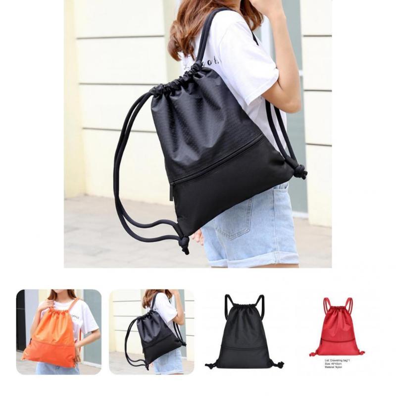 Backpack Wear Resistant Reusable Double Strap Drawstring For Workout, Green