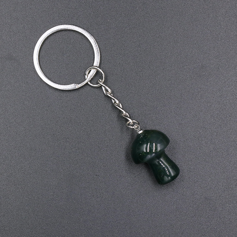 Mini Mushroom Statue Key Rings Chains Natural Stone Rose Quartz aventurine Crystal Keychains Healing Crystal Keyrings for Women Men