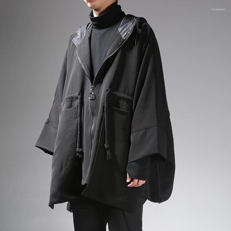 Men's Trench Coats Men Coat Autumn And Winter Yamamoto Wind Long Style Personality Trendy Brand Loose Casual Hip-hop Hooded JacketMen's Viol, Black 
Men's Trench Coats Men Coat Autumn And Winter Yamamoto Wind Long Style Personality Trendy Brand Loose Casual Hip-hop Hooded JacketMen's Viol, Black