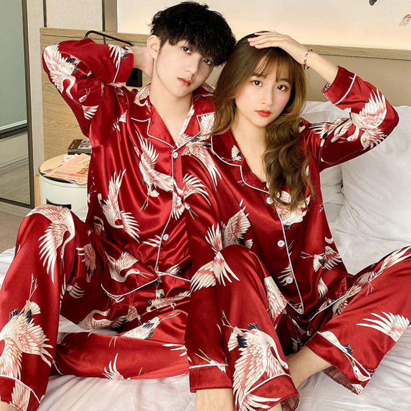 Silk pjs for Women's Satin Pyjama Pajama Set Long Sleeve Casual Sleepwear Nightwear Comfortable Animal Loungewear M-5XL 220329
