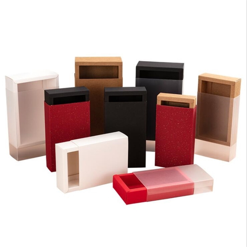 Good Kraft Paper Packing Gift Box With Transparent PVC Window Black Delicate Drawer Display Wedding Cookie Candy Cake Boxes 220420
Good Kraft Paper Packing Gift Box With Transparent PVC Window Black Delicate Drawer Display Wedding Cookie Candy Cake Boxes 220420