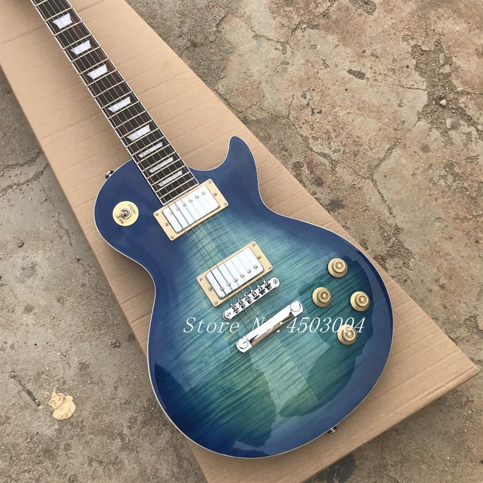 Blue les tiger flame top paul standard custom 59 Electric guitar One Piece Body &Neck Ebony fretboard guitarra 221d
Blue les tiger flame top paul standard custom 59 Electric guitar One Piece Body &Neck Ebony fretboard guitarra 221d