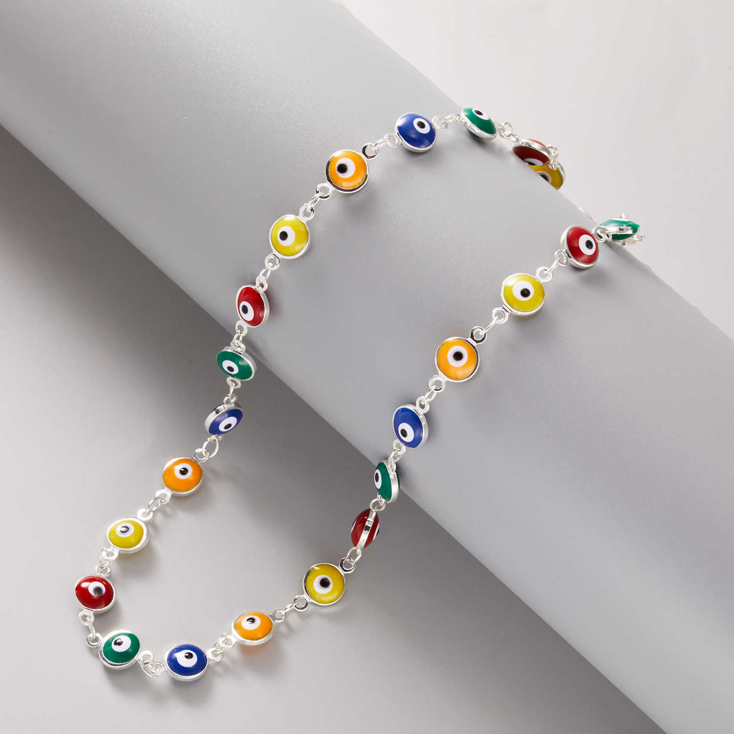 Eyes Trendy Fashion Blue Multicolor Beads Turkish Jewelry Short Choker Necklace For Women Clavicle Chain Party Friends Gifts