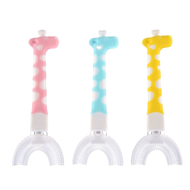 Kids U Shape Silicone Toothbrush Deer Handle Manual Ultra Soft Bristle Baby Teeth Brushing Tool Children Oral Clean Care Tools Wholesaler
