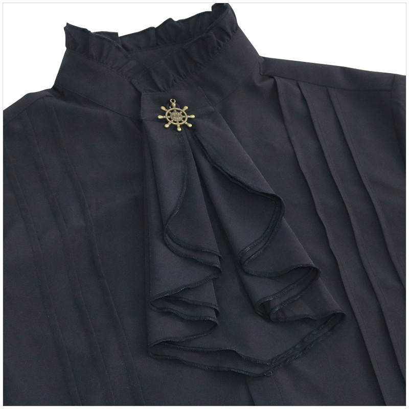 Mens Pirate Medieval Shirts Ruffle Steampunk Gothic Shirt Men Halloween Costume Cosplay Renaissance Victorian Tops Chemise Homme 220322