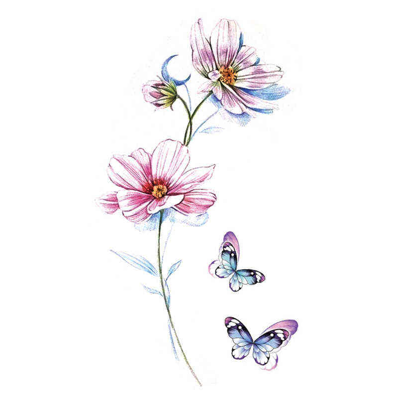 NXY Temporary Tattoo 1pcs Stickers Men Women Waterproof Flower Rose Moon Butterfly Water Transfer Body Hand Art 0330