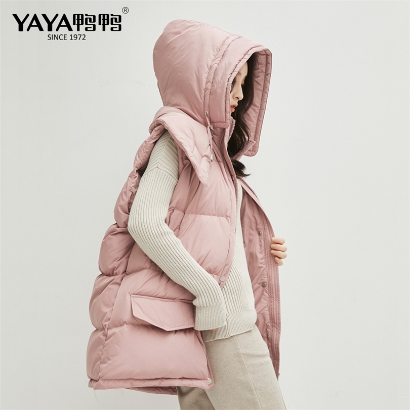 YAYA Women Winter Vests New Short Vest Cotton Padded Jacket Sleeveless Female Winter Waistcoat Vest 201019