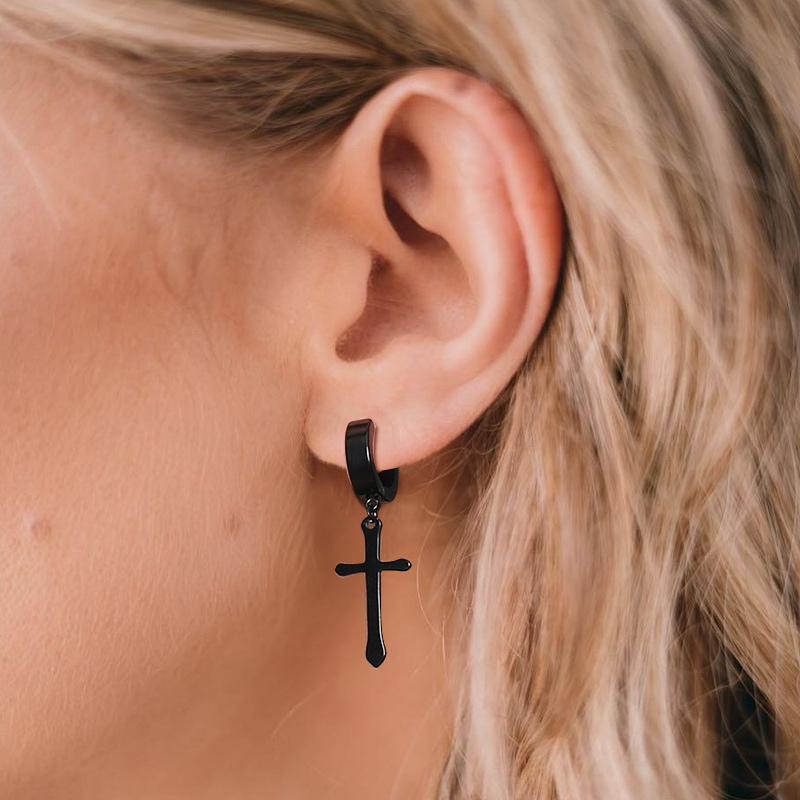 Stud Black Gold Silver Color Earrings For Women Men Punk Small Circle With Cross Stainless Steel Huggie Earring Unisex GiftStud
Stud Black Gold Silver Color Earrings For Women Men Punk Small Circle With Cross Stainless Steel Huggie Earring Unisex GiftStud