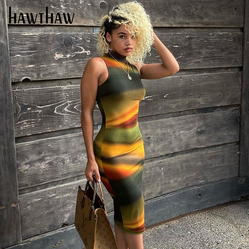 Hawthaw Women Fashion Summer Autumn Sleeveless Bodycon Printed Midi Dress 2021 Fall Female Clothes Wholesale Items Dropshipping, Multi
Hawthaw Women Fashion Summer Autumn Sleeveless Bodycon Printed Midi Dress 2021 Fall Female Clothes Wholesale Items Dropshipping, Multi