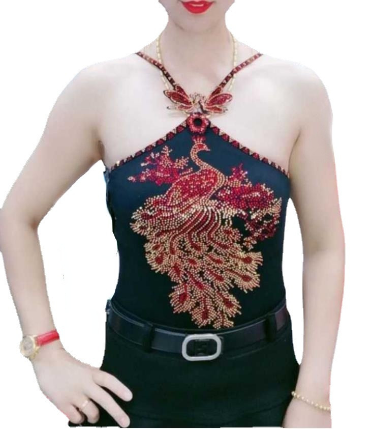 women's sport camis femme sexy s ole woman bling shiny gemstones tanks tops paded 220316