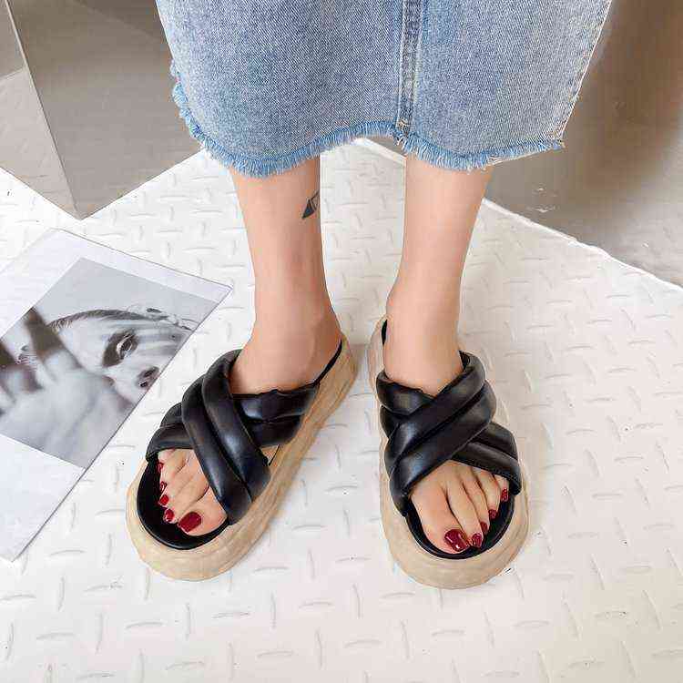 2022 Leather Flat Roman Shoes Women New Summer All-Match Cross Strap Sandals Female Ins Style Women's Sandals Y220412