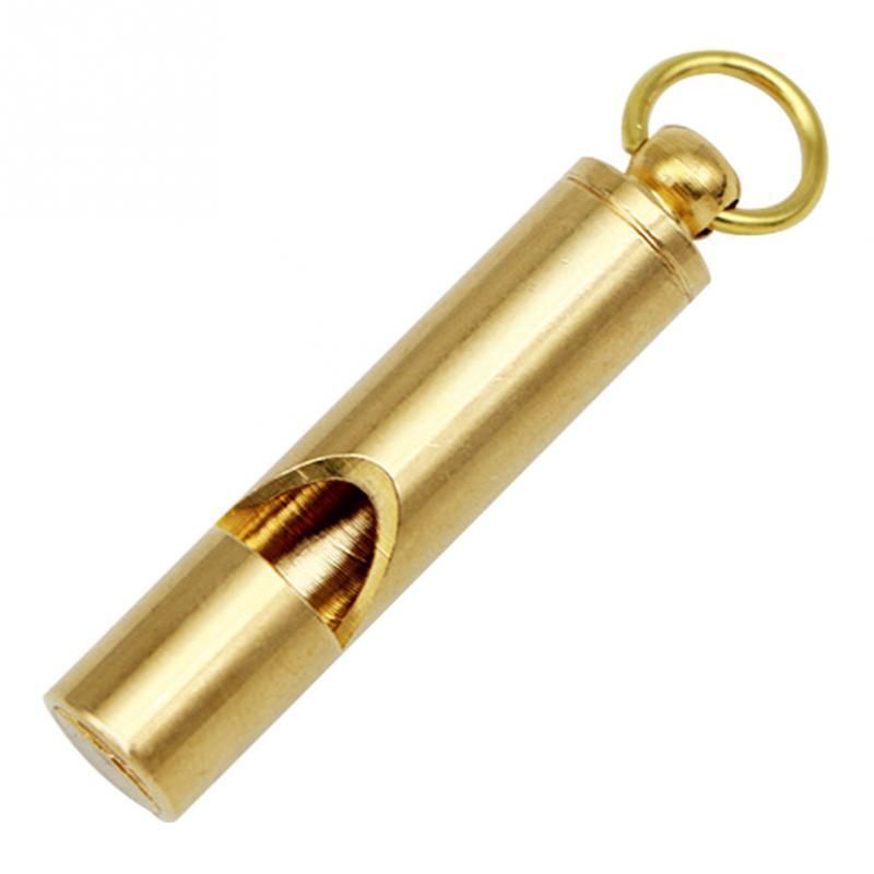 Classic Design Soccer Training Brass Whistle Keychain High Quality Outdoor Survival Gold Copper Key Chain