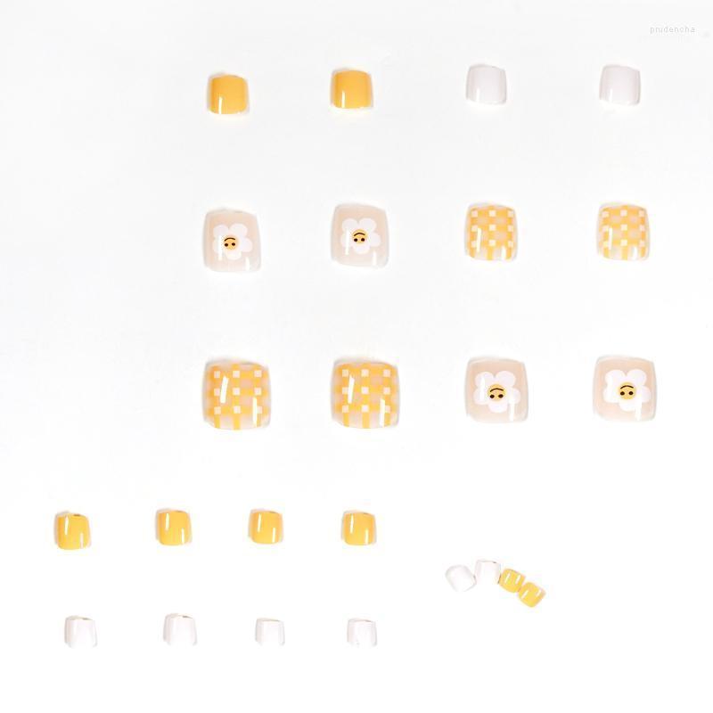 False Nails 24pcs Floral Printed Plaid Toenail Patch Yellow Glue Type Removable Short Paragraph Fashion Manicure AIA99 Prud22, As shown
False Nails 24pcs Floral Printed Plaid Toenail Patch Yellow Glue Type Removable Short Paragraph Fashion Manicure AIA99 Prud22, As shown
