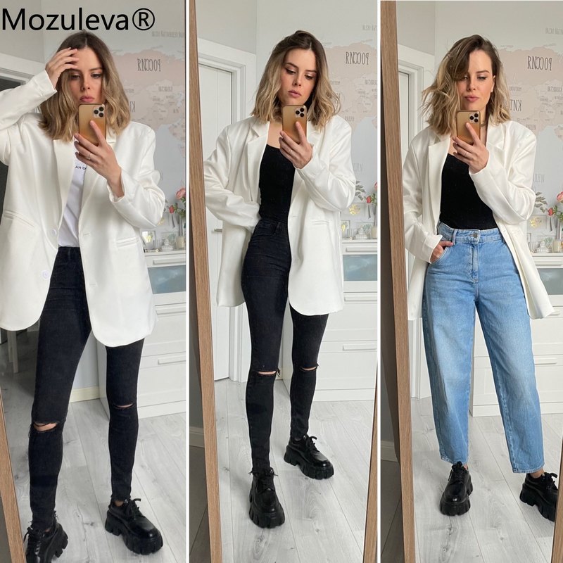 Mozuleva Chic Loose Light Pink Women Blazer Autumn Spring Single Buttons Female Oversized Suit Jacket Full Sleeve Outwear 220402