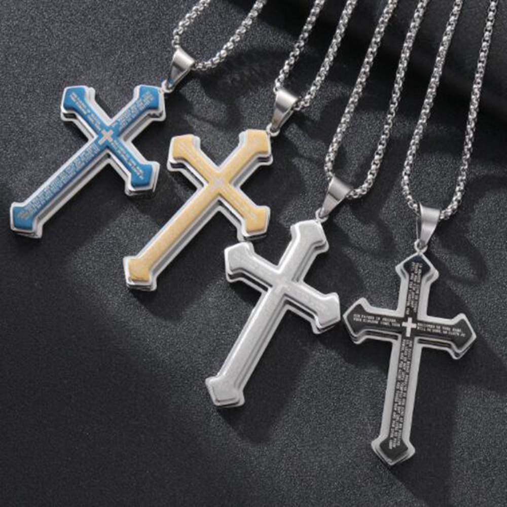 Christian Jesus Single Titanium Steel Scripture Multilayer Cross Necklace Pendants Retro Prayer Crucifix Choker For Men Punk Hip Hop Gift Bijoux
Christian Jesus Single Titanium Steel Scripture Multilayer Cross Necklace Pendants Retro Prayer Crucifix Choker For Men Punk Hip Hop Gift Bijoux