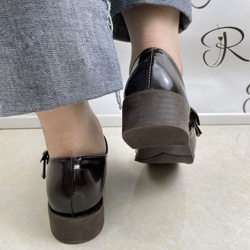 Rimocy Vintage Square Toe Patent Leather Shoes Women Ankle Strap Low Heel Mary Jane Shoes Woman Dark Brown Shallow Pumps 220402