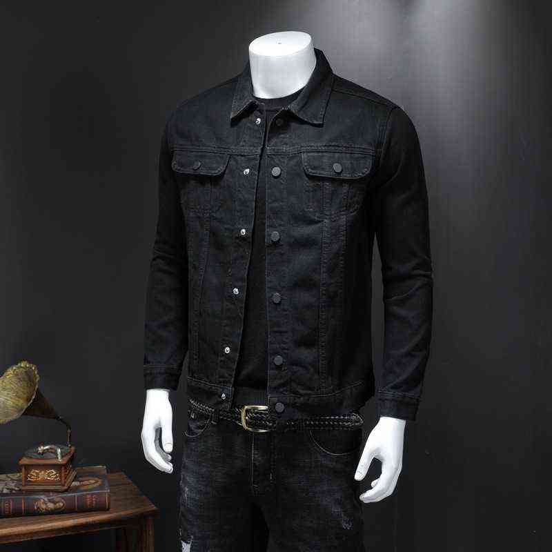 Mens Denim Jacket Moto Biker Outerwear Coats Men Jeans Jacket Black Casual Cotton Turn Down Collar Motorcycle Denim Coats Men Y220803