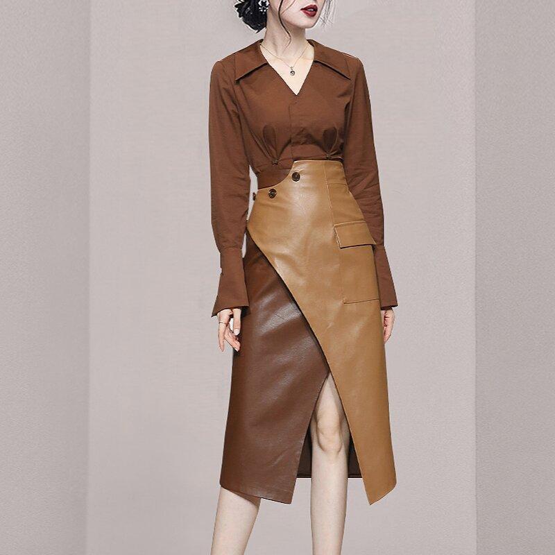 Work Dresses Vacation Outfits PU Leather Long Dress Sets Women Sexy Sleeve Shirts Tops Bodycon Skirts Suits Party Club Two Piece, Auburn
Work Dresses Vacation Outfits PU Leather Long Dress Sets Women Sexy Sleeve Shirts Tops Bodycon Skirts Suits Party Club Two Piece, Auburn