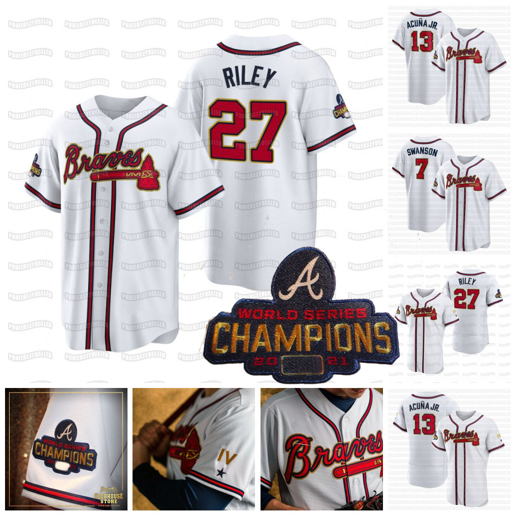 Atlanta 28 Matt Olson 2022 Gold Program Braves Jersey Dansby Swanson Austin Riley Eddie Rosario Ronald Acuna Jr. Marcell Ozuna Kenley Jansen Albies