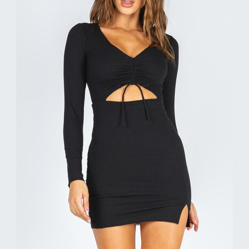 Casual Dresses Black Kint Ribbe Hollow Out Long Sleeve Dress Women Drawstring Bodycon V Neck Sexy Mini Party Autumn Y2k Club Shirt RobeCasua
Casual Dresses Black Kint Ribbe Hollow Out Long Sleeve Dress Women Drawstring Bodycon V Neck Sexy Mini Party Autumn Y2k Club Shirt RobeCasua