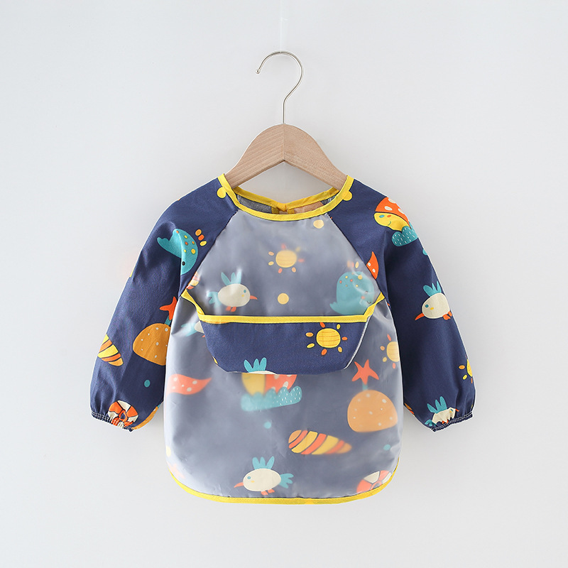 Baby Kids Toddler Long Sleeve Scarf Waterproof Art Smock Feeding Bib Apron Pocket Infant Boys Girls Burp Cloth Bandana Bibs 220815