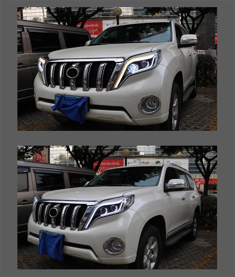 car head lamp For Toyota Prado LED Headlight 2014-17 turn signal lights Angel Eye Projector bifocal lens