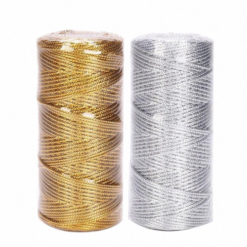 

yarn 100M/Roll Gold Silver Cords Metallic Twine Non-Slip String Strap Thread Gift Bags Garment Shoes Ribbon DIY Sewing Accessories p2MS#, Bronze