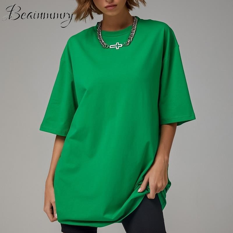 Unisex Cotton Oversized T shirt Women Half Sleeve T-shirt For Couple Summer Loose Female T-shirts Casual Mini Dress 220328