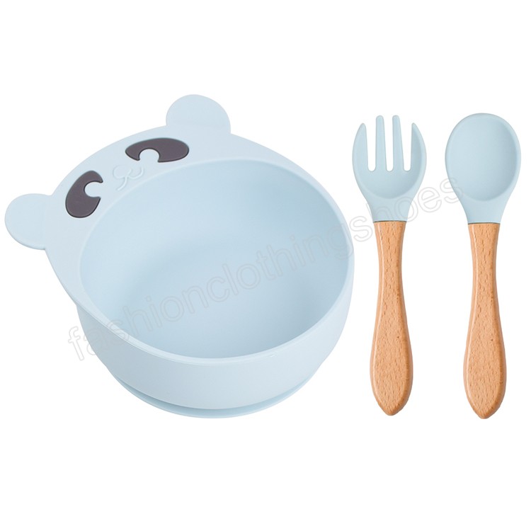 Children's Silicone Bowl Spoon And Fork Set Baby Cartoon Bear Suction Cups Anti-drop Complementary Food Bowl Kids Plate Dishes