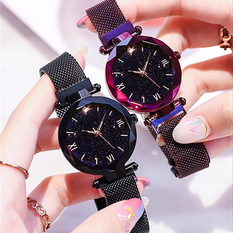 Wristwatches Women Magnet Buckle Starry Sky Watches Ladies Magnetic Roman Numeral Clock Relogio Feminino, Rose gold
Wristwatches Women Magnet Buckle Starry Sky Watches Ladies Magnetic Roman Numeral Clock Relogio Feminino, Rose gold