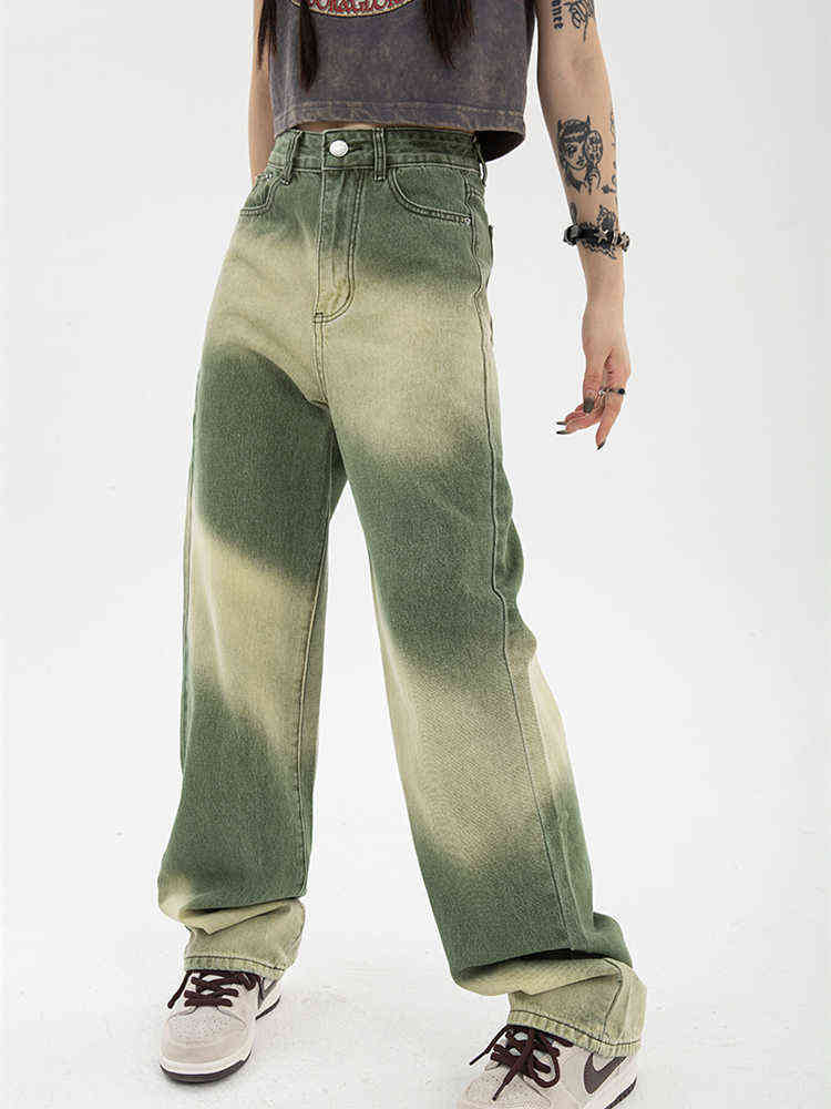 Contrasting Colors Green Jeans Women' Summer Retro Design American High-waisted Straight Wide-leg Pants Female Denim Trousers T220728
Contrasting Colors Green Jeans Women' Summer Retro Design American High-waisted Straight Wide-leg Pants Female Denim Trousers T220728