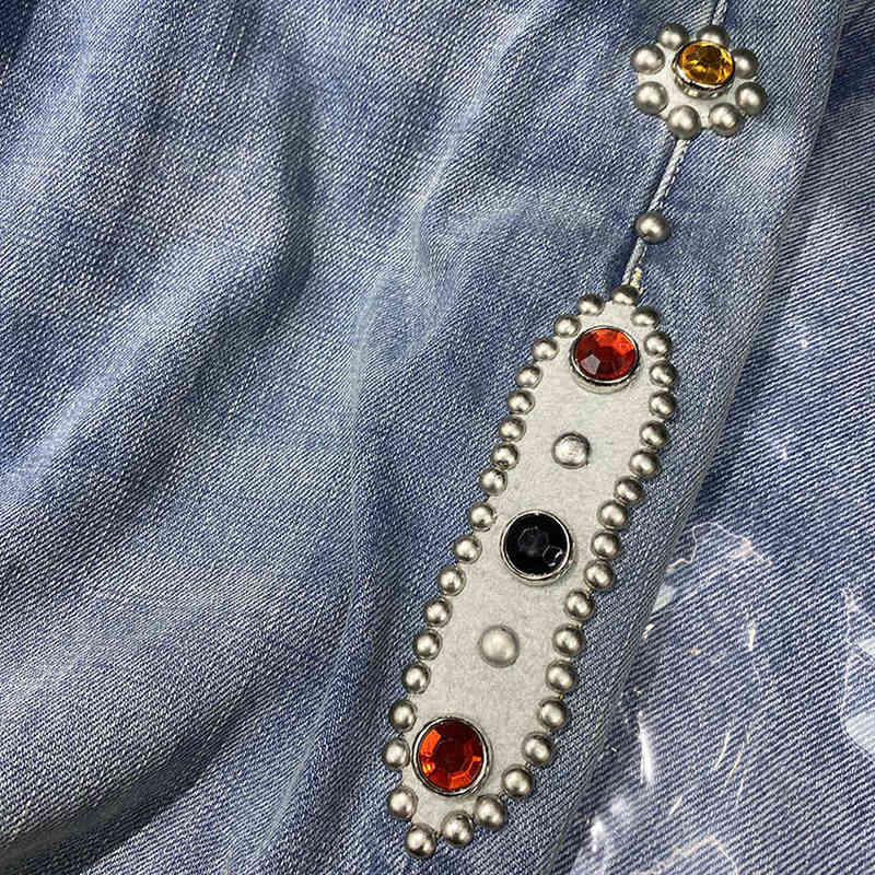 Jeans Men Women KAPITAL Pants Vintage Washed Inlaid Gemstone Distressed Trousers Inside Tag Clothes T260129