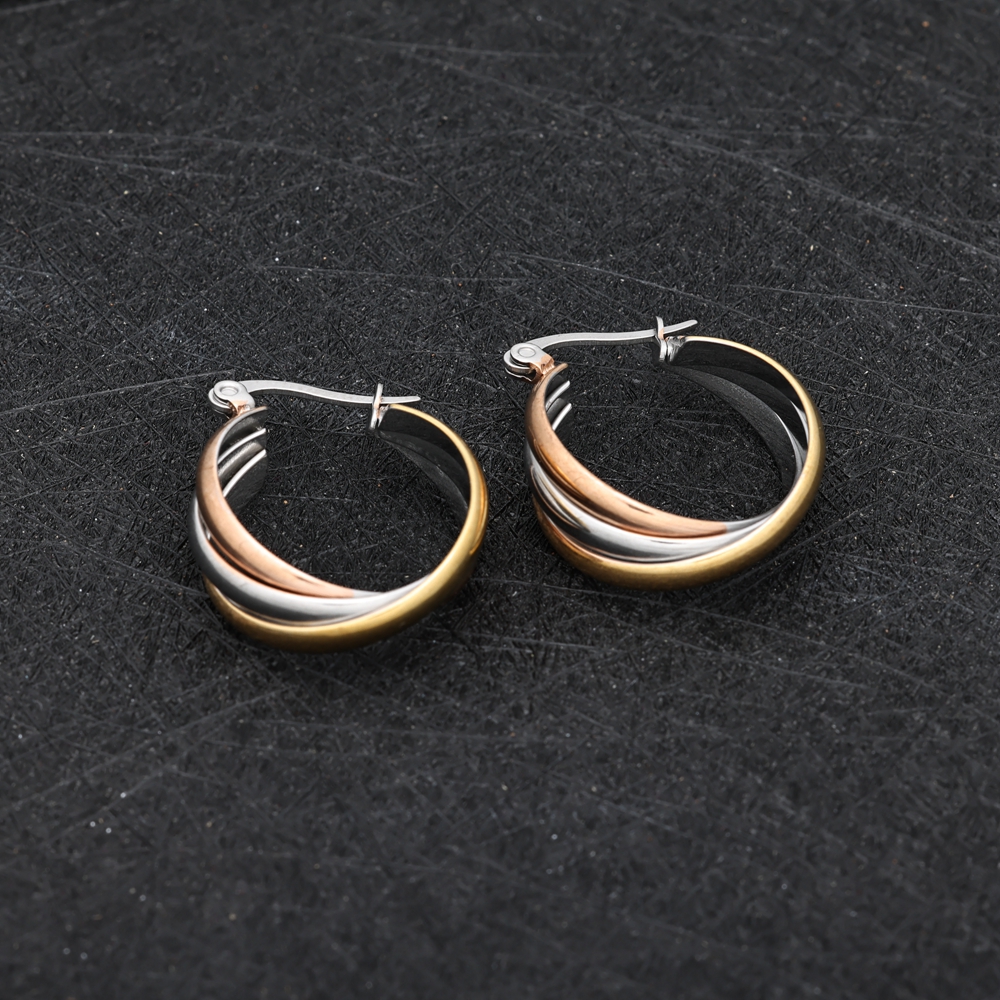 & Hie Triple Laywer Hoop Earrings for Women Ladies Gift Jewelry With Engraved