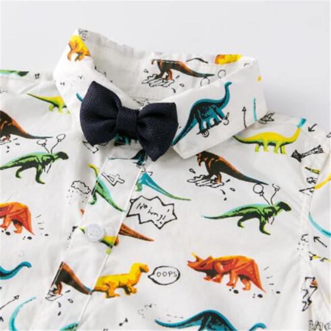 Toddler Infant boys Clothing Set Dinosaurs Print Long Sleeve Top Romper +Suspender Pants + Bow Tie 3pcs Suit kids Baby Clothes
