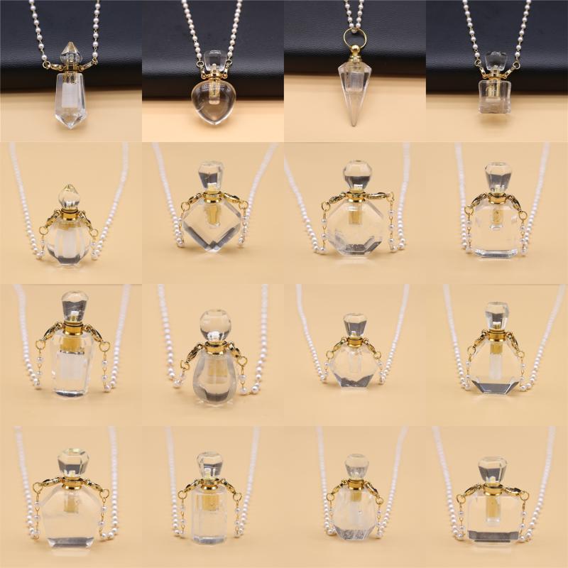 Pendant Necklaces Natural Clear Quartz Stone Essential Oil Diffuser Pearl Bead Chain Perfume Bottle Necklace Women Jewelry PartyPendant
Pendant Necklaces Natural Clear Quartz Stone Essential Oil Diffuser Pearl Bead Chain Perfume Bottle Necklace Women Jewelry PartyPendant