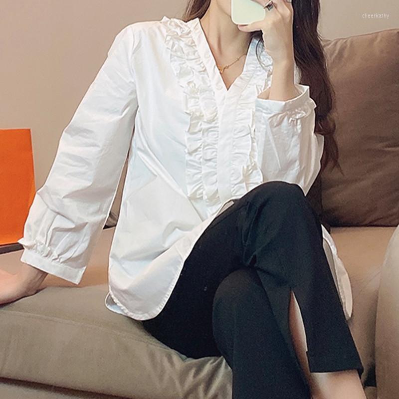 Women' Blouses & Shirts White Mid-length Blouse Women Cotton Loose Ruffles V-neck 2022 Autumn Long Sleeve Female Simple ShirtWomen' Chee22, Shirt
Women' Blouses & Shirts White Mid-length Blouse Women Cotton Loose Ruffles V-neck 2022 Autumn Long Sleeve Female Simple ShirtWomen' Chee22, Shirt