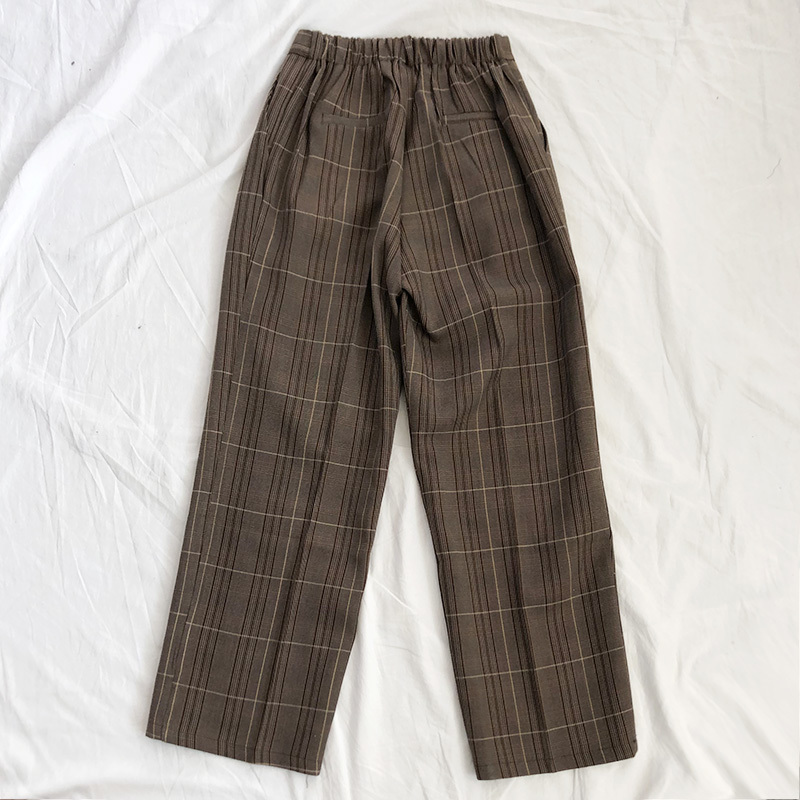 Mooirue Spring Women Pants Plaid High Waist Dropping Feeling Wide Leg Long Suit 220325